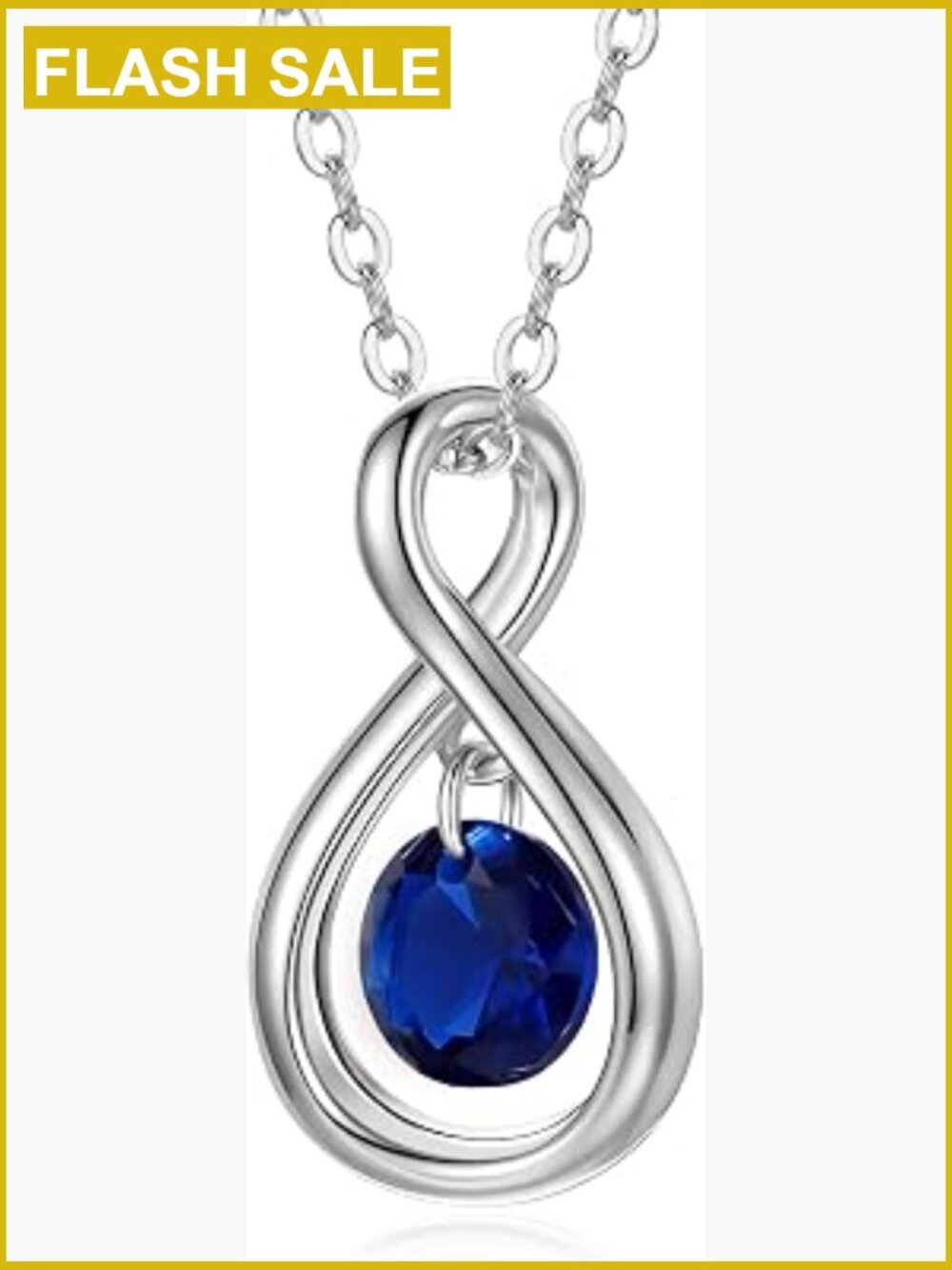 925 Sterling Silver Birthstone Infinity Necklace, 16-18" Adjustable